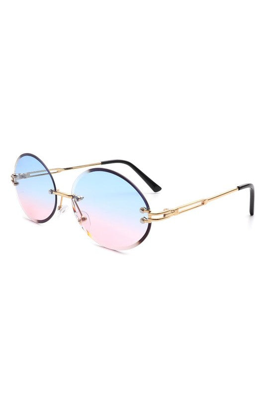 Adeline Round Oval Rimless Circle Vintage Sunglasses