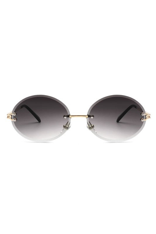 Adeline Round Oval Rimless Circle Vintage Sunglasses