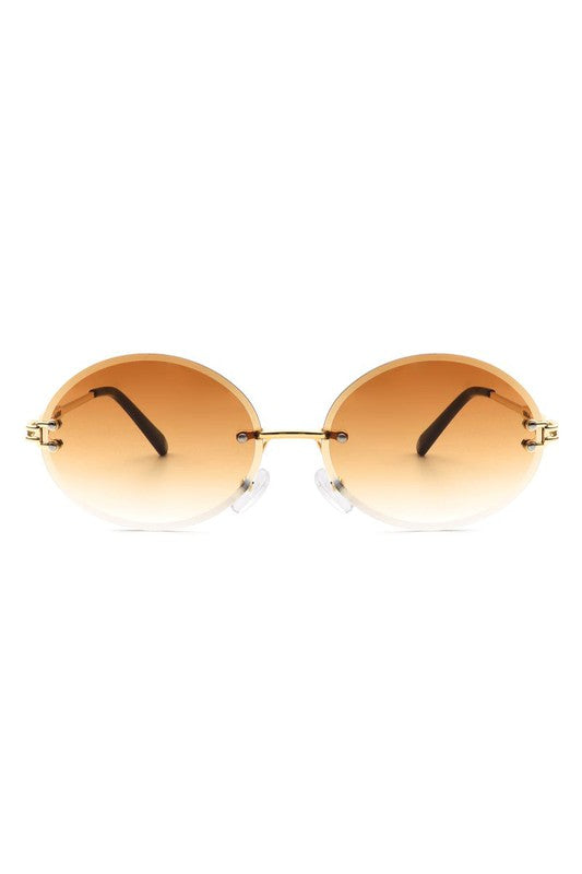 Adeline Round Oval Rimless Circle Vintage Sunglasses