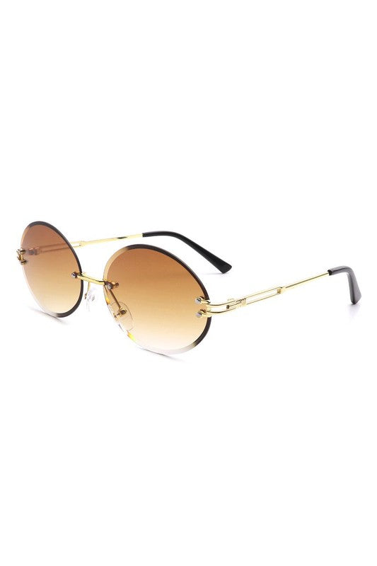 Adeline Round Oval Rimless Circle Vintage Sunglasses