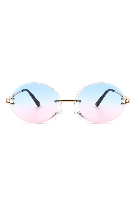 Adeline Round Oval Rimless Circle Vintage Sunglasses