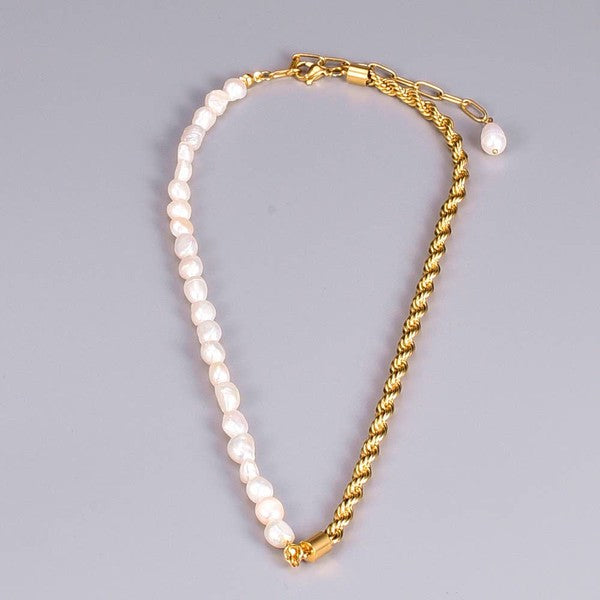 Rosa 18K Gold and Pearl Chain Necklace