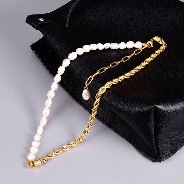 Rosa 18K Gold and Pearl Chain Necklace