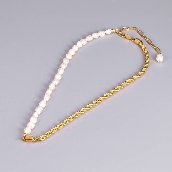 Rosa 18K Gold and Pearl Chain Necklace