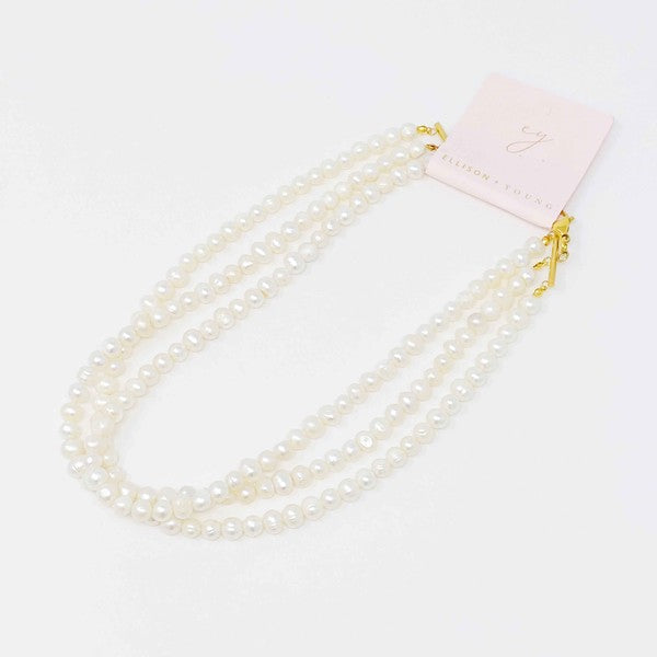 Malala Three Strands Freshwater Pearl Necklace