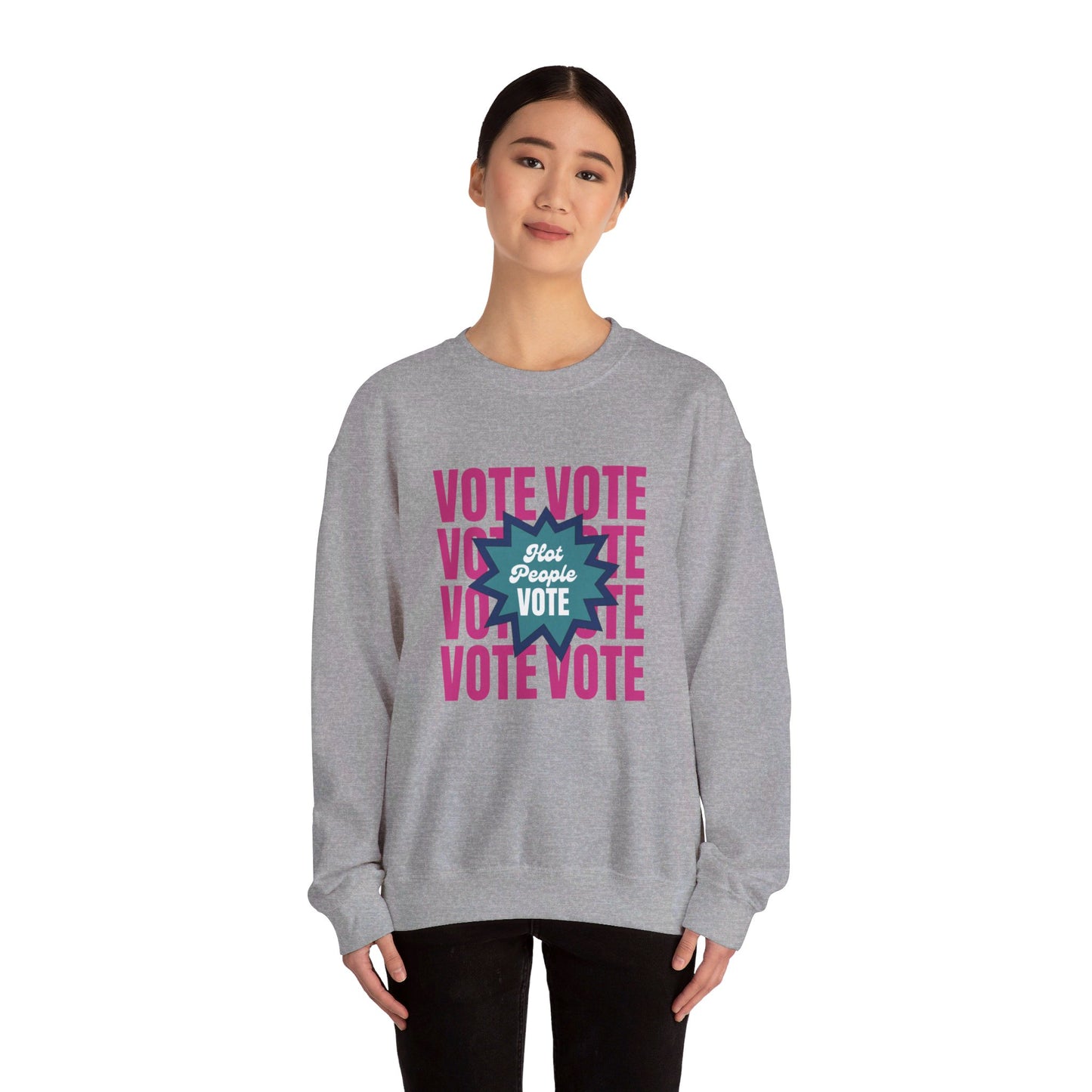 Hot People Vote - Pink Unisex Crewneck Sweatshirt