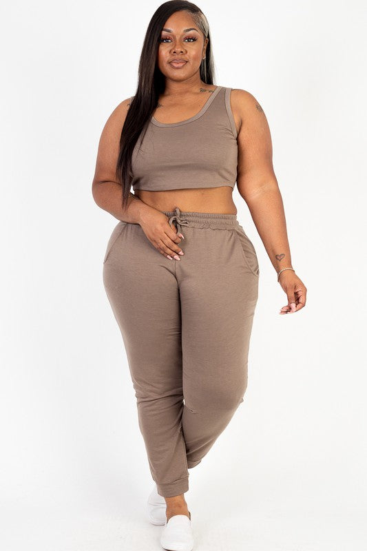 Clarissa French Terry Cropped Tank Top & Joggers Set