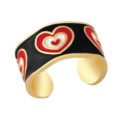 Priscilla Pop Hearts Ring - Adjustable, Enamel Heart Design, Gold Plated