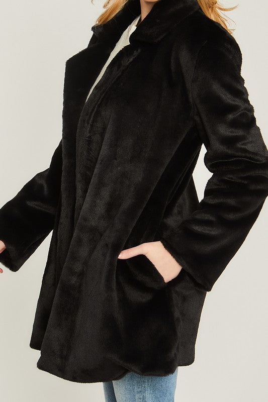 Solene Woven Solid Teddy Collar Coat