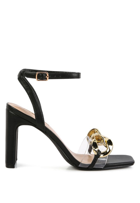 Ashlyn Kiss Chain Strap Block Heel Sandals