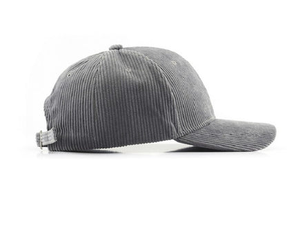 Lindy Corduroy Boyfriend Ball Cap in Gray, adjustable closure and corduroy design