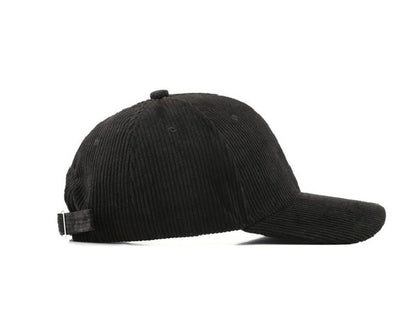 Lindy Corduroy Boyfriend Ball Cap in Black, corduroy finish with structured crown