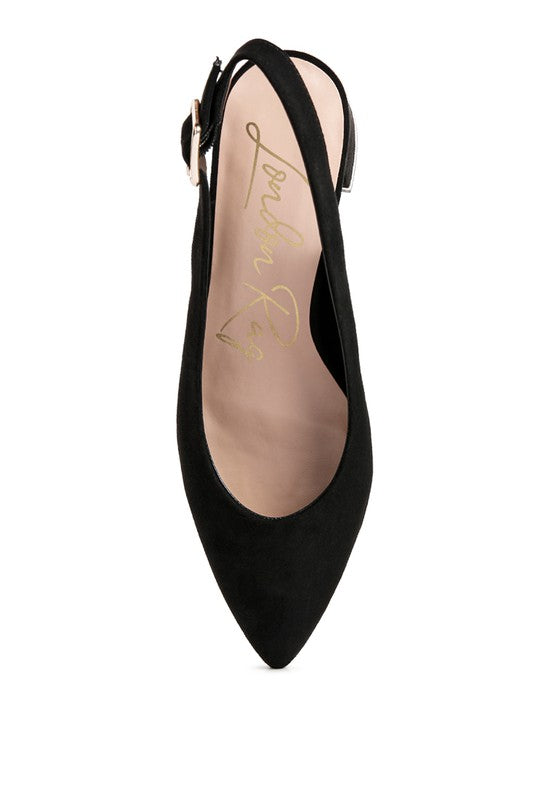 Top Job Slingback Sandals in black top view highlighting sleek silhouette