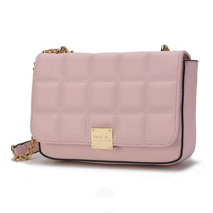 Pink Nyra Quilted Shoulder Bag with quilted design and gold-tone hardware.