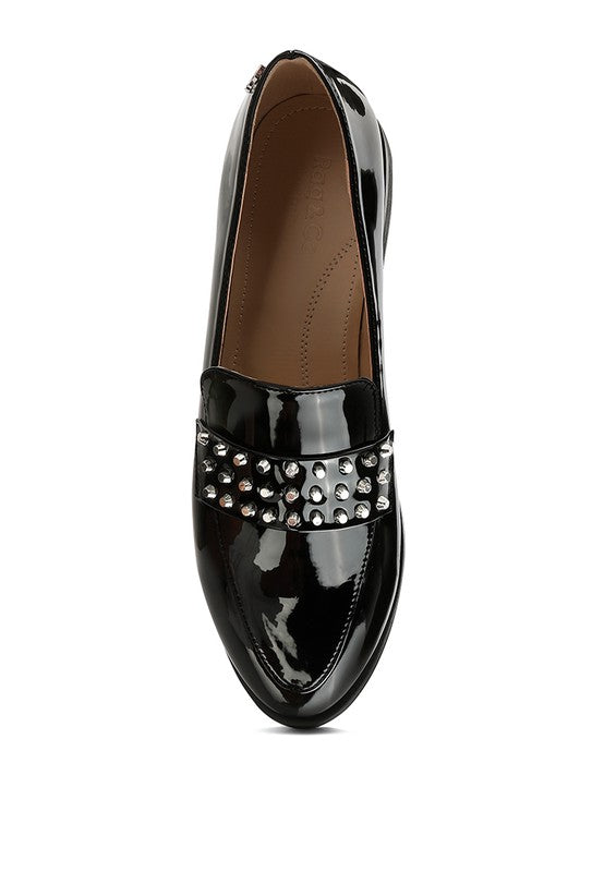 Meanbabe Semicasual Stud Detail Patent Loafers