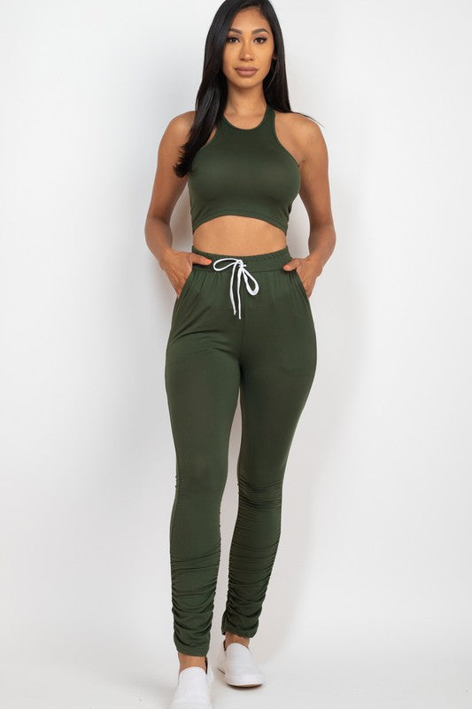 Lora Crop Top & Ruched Drawstring Pants Set