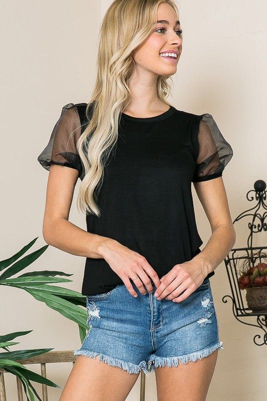 Lennox Organza Puff Sleeve Top