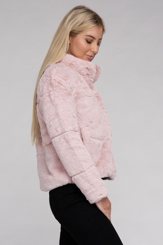 Tanvi Fluffy Zip-Up Sweater Jacket