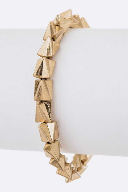 Jora Arrow Head Stretch Bracelet - Worn Gold or Silver, Nugget Design