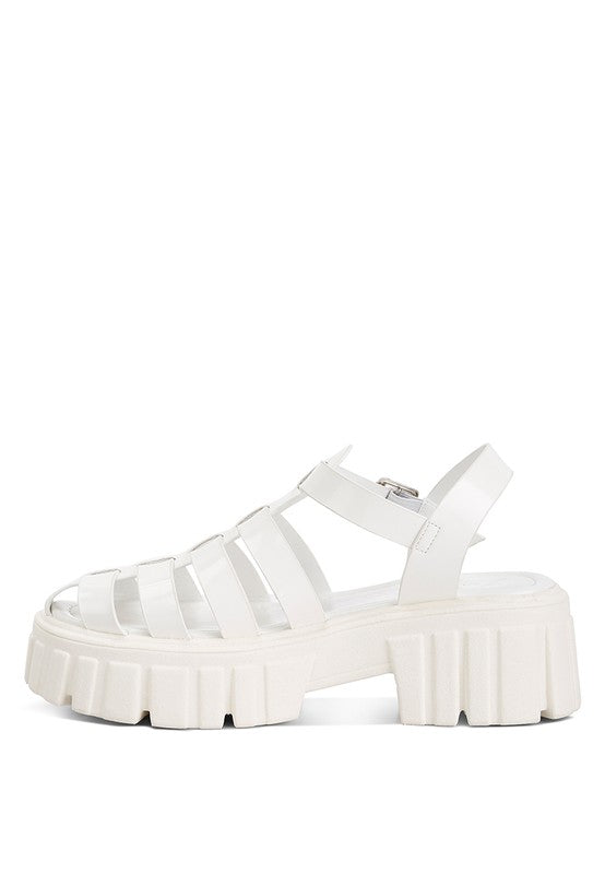 Zulla Chunky Gladiator Sandals in white, featuring trendy chunky platforms for bold and edgy style.