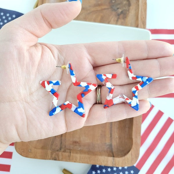 Star Hoops - Red, White, & Blue