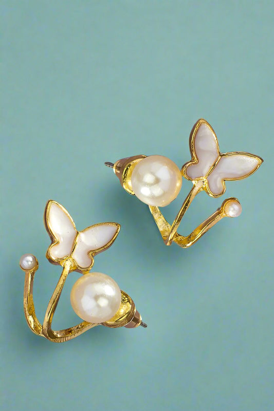 Harriett Free as a Butterfly Pearl Stud Ear Jacket