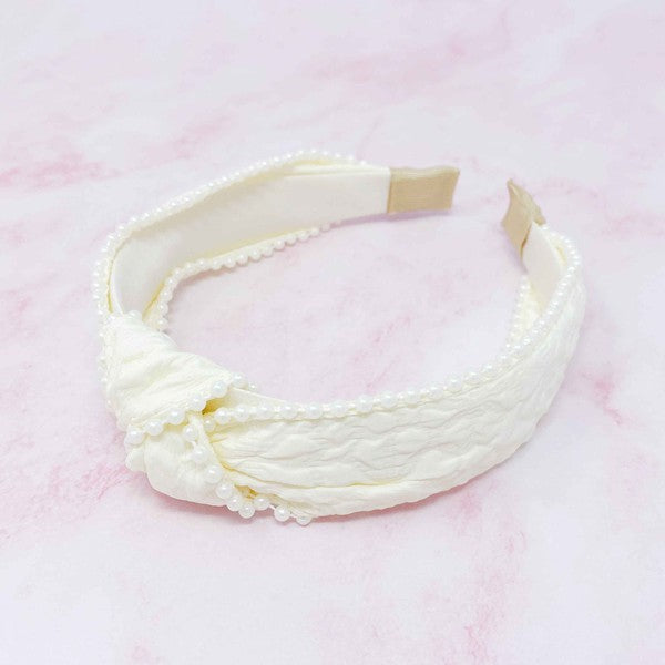 bell Elegant Knot Pearl Embellished Headband