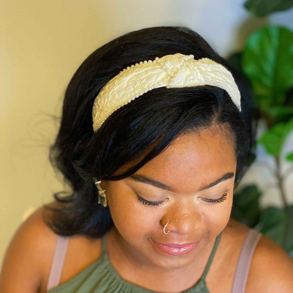 bell Elegant Knot Pearl Embellished Headband