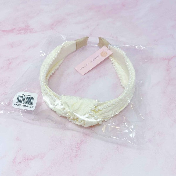 bell Elegant Knot Pearl Embellished Headband