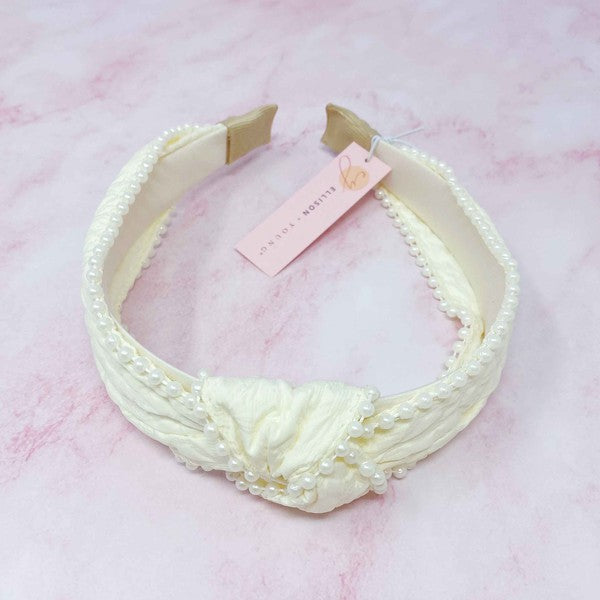 bell Elegant Knot Pearl Embellished Headband