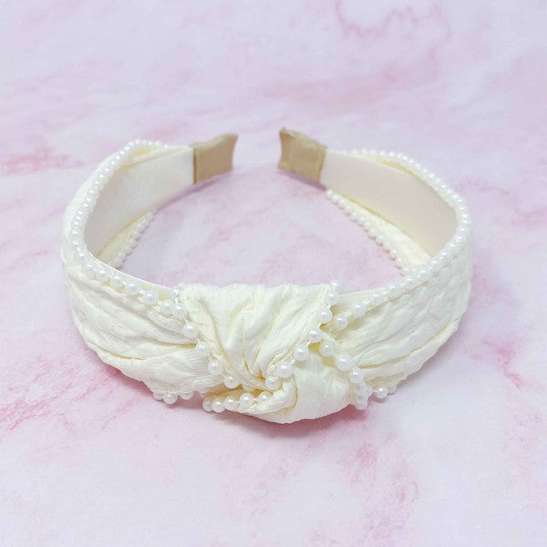 bell Elegant Knot Pearl Embellished Headband