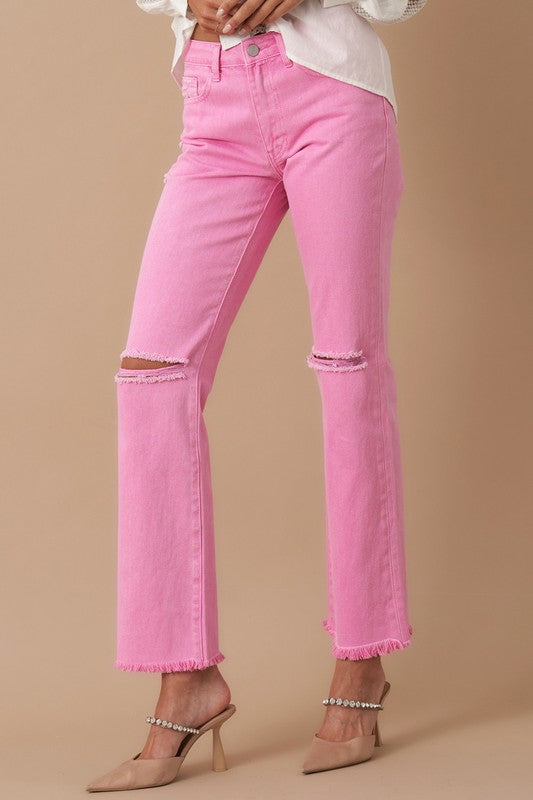 Olene High Rise Slim Straight Jeans