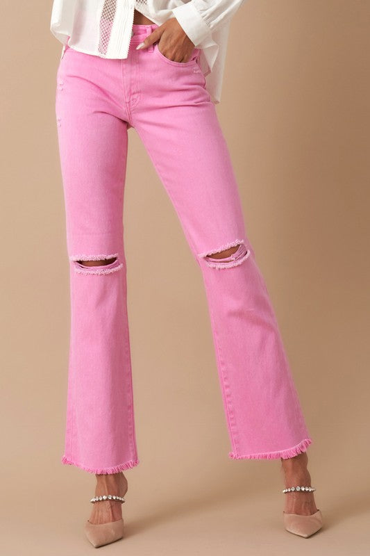 Olene High Rise Slim Straight Jeans