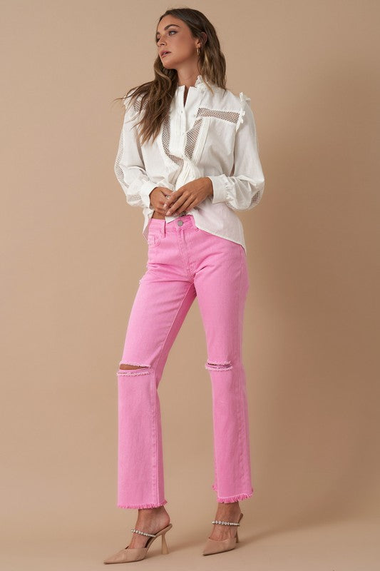 Olene High Rise Slim Straight Jeans