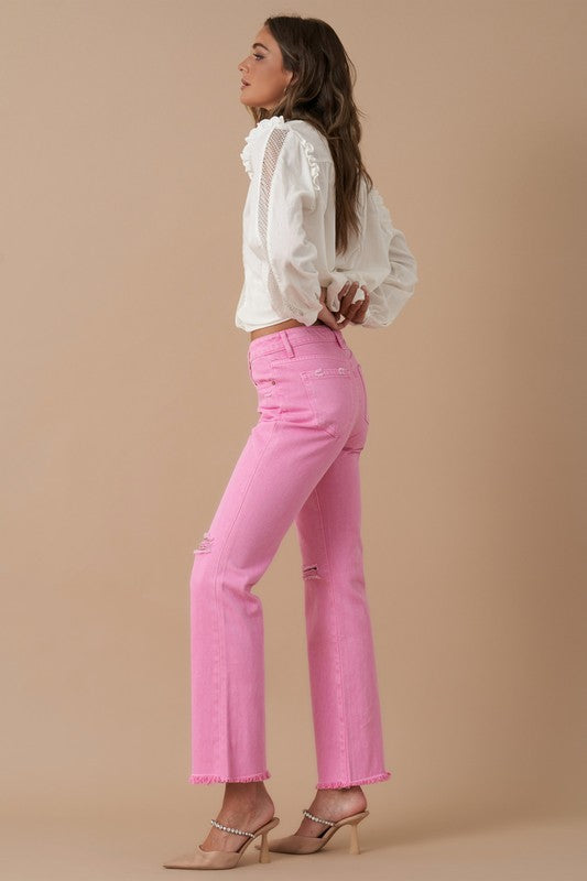 Olene High Rise Slim Straight Jeans