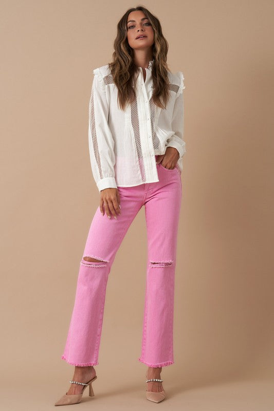 Olene High Rise Slim Straight Jeans