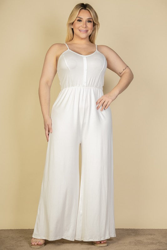 Babette Button Front Wide Leg Jumpsuit