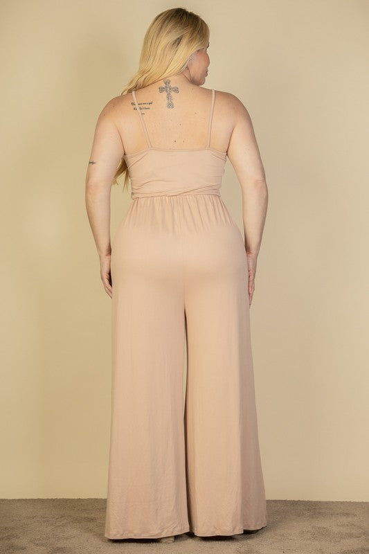 Babette Button Front Wide Leg Jumpsuit