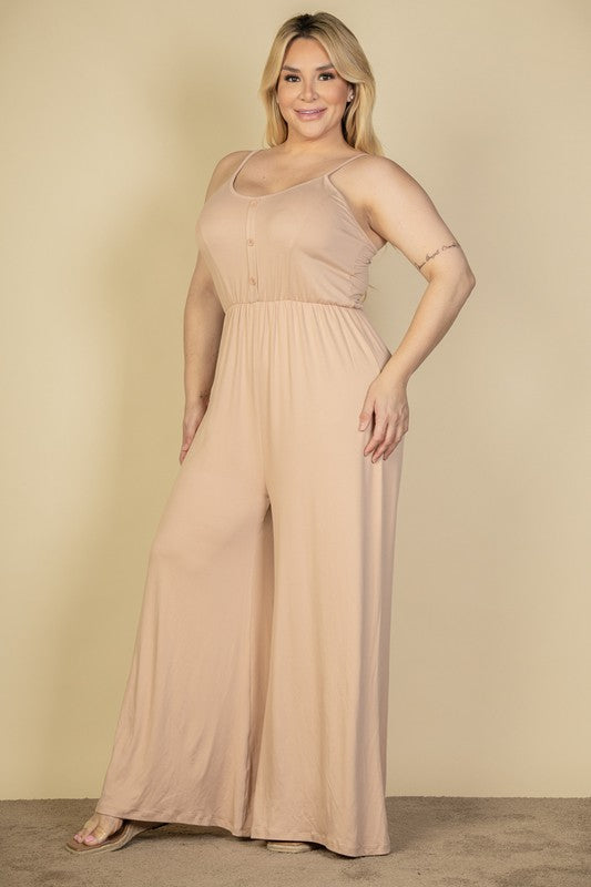 Babette Button Front Wide Leg Jumpsuit