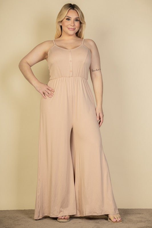 Babette Button Front Wide Leg Jumpsuit