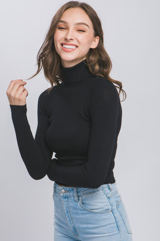 Maritza Turtleneck Ribbed Knit Sweater Top