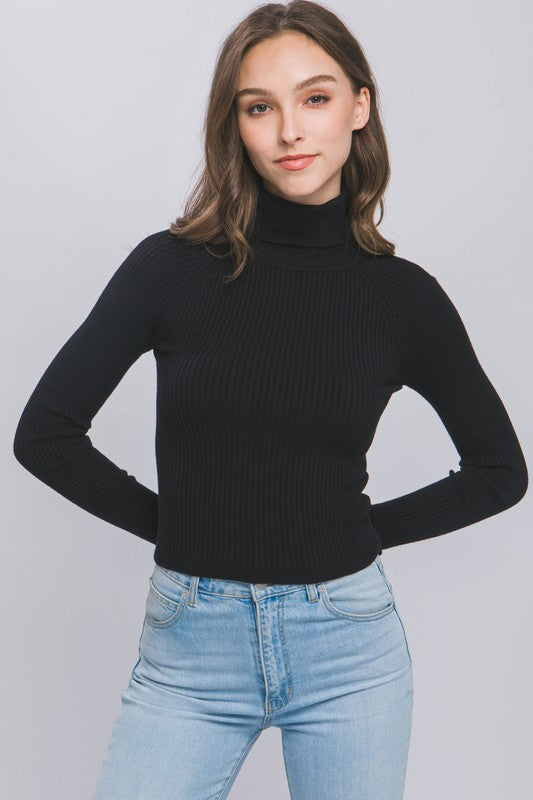 Maritza Turtleneck Ribbed Knit Sweater Top