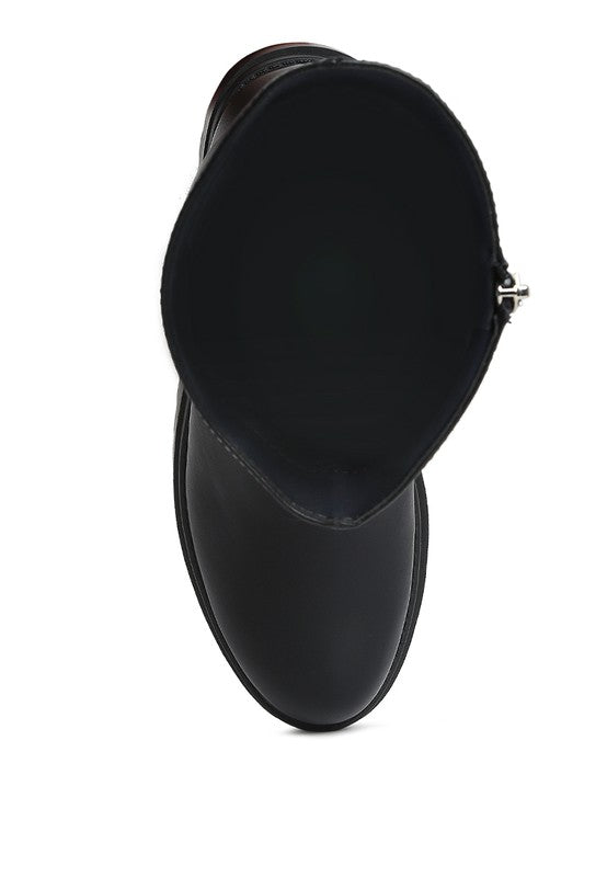 Top view of Lewisa Paneled Lug Sole Boots in black showing padded insole and zipper