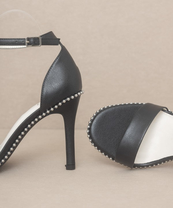 Dublin Metal Stud Open Toe Heels By Oasis Society