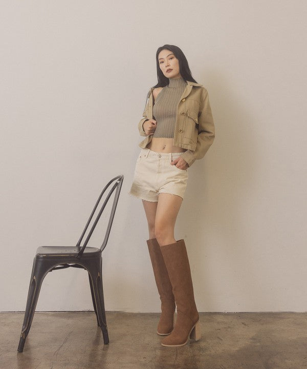 Shiloh Knee High Boots with Block Heel by Oasis Society