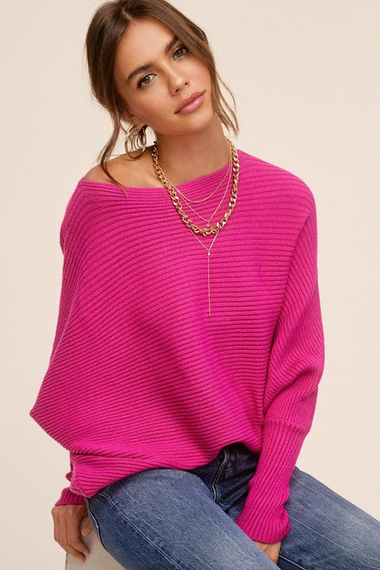 Mae Bubble Sleeve Ribbed Knit Sweater