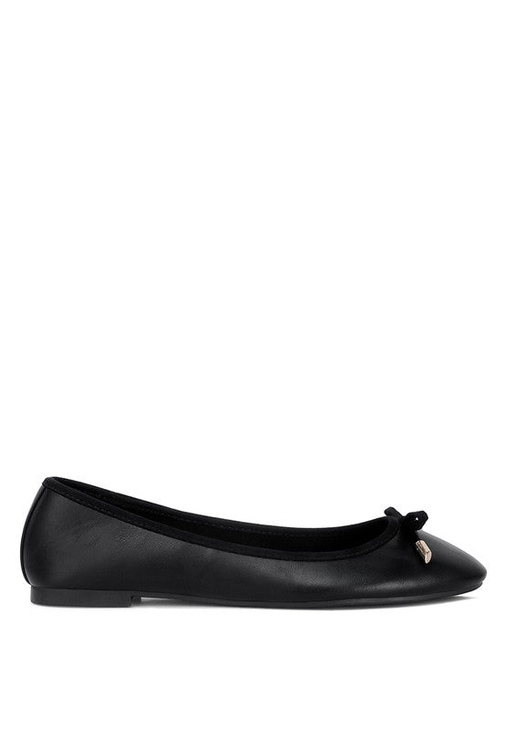 Side view of Suzzy Bow Embellished Flat Ballerinas with almond toe design