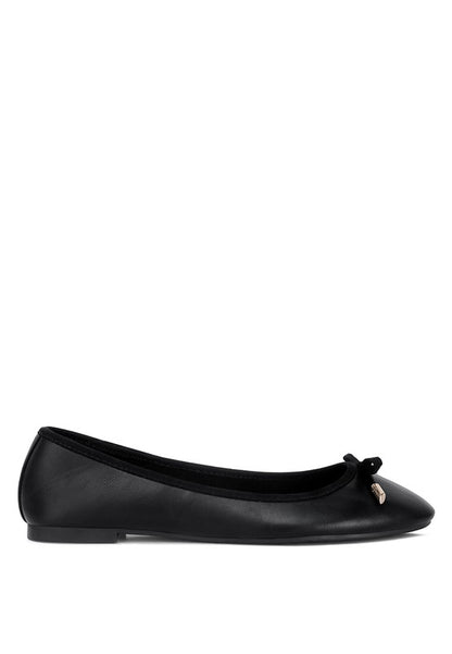 Side view of Suzzy Bow Embellished Flat Ballerinas with almond toe design