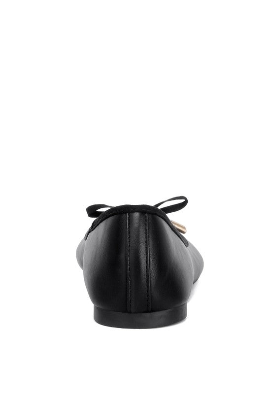 Back view of Suzzy Bow Embellished Flat Ballerinas with flat heel design