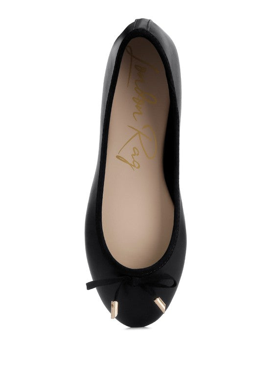 Top view of Suzzy Bow Embellished Flat Ballerinas showing cushioned insoles and bow